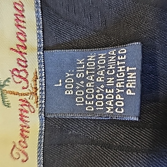 TOMMY BAHAMA 💯 % Silk, casual button-down shirt. Enbroidery back. Lg - Picture 8 of 9